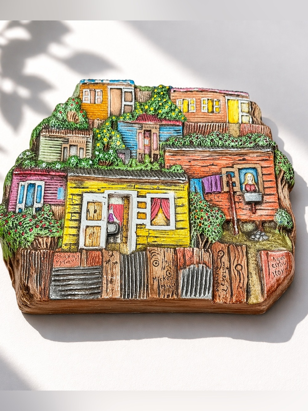 Vintage Hand-Painted Puerto Rico 🇵🇷 Village Ceramic Wall Plaque